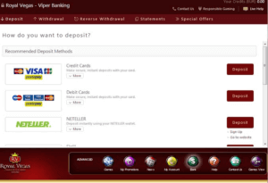 royal vegas online casino banking options for AU players